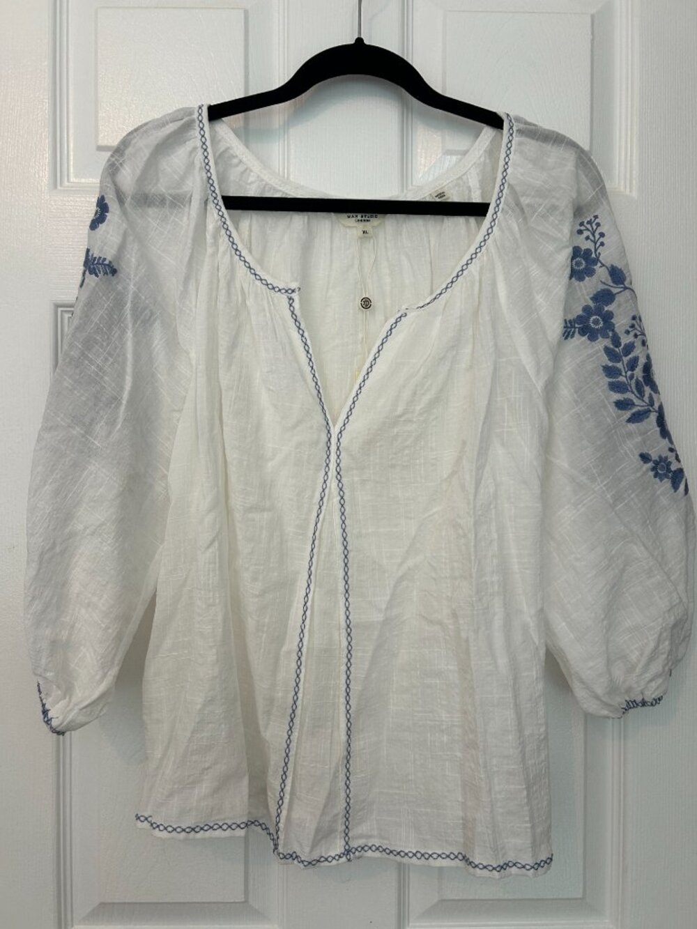 Max Studio London Embroidered Peasant Blouse – XL –  NWT